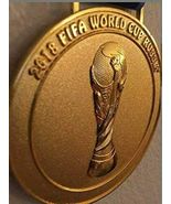 2018 World Cup Soccer &#39;Gold&#39; Medal with Silk Ribbon &amp; Display Stand/Pouc... - £27.50 GBP