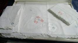 Parure Letto Organdis Matrimoniale Cotton Sheets Embroidered Original Queens New - £98.55 GBP