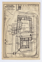 1914 Antique Map Of Schloss Marienburg Zamek Malbork East Prussia Poland Germany - $26.95