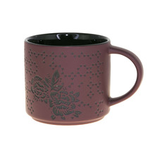 Starbucks Purple Plum Embossed Floral Rose Ceramic Stackable Mug Cup 14 oz - £26.57 GBP