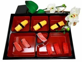 Ebros Japanese 6 Compartments Restaurant Bento Box Plastic Serving Platter - £37.45 GBP
