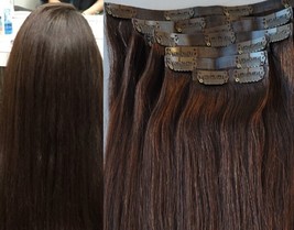 16″ Seamless Clip in 100% Human Hair Extensions,140 grams, 8Pcs,20 clips #2 - £110.38 GBP