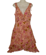 DJ Summers Colorful Floral Paisley Sheer Gauzy Retro Party Dress Size 12 - $39.59
