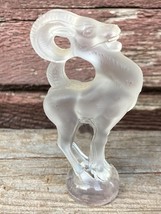 VTG Lalique France Miniature 3 3/16&quot; Frosted Glass Ram Figurine Signed - $44.50