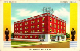 Vtg Linen Postcard - Hotel Dearborn - Dearborn MI - Unused - £3.94 GBP
