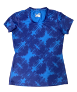 Under Armour Shirt Womens Medium Blue Tie Dye Stretch Fitted Heat Gear G... - $9.16