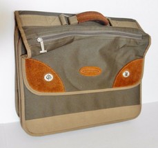 MCGUIRE-NICHOLAS Briefcase Messenger Attache Bag Canvas Leather Green Vintage - £79.56 GBP