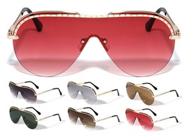 OVERSIZED ONE PIECE SHIELD LENS AVIATOR SUNGLASSES SPORT RETRO DESIGNER ... - $9.51 CAD