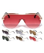 OVERSIZED ONE PIECE SHIELD LENS AVIATOR SUNGLASSES SPORT RETRO DESIGNER ... - $164.70 MXN