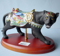 Lenox Carousel Black Jaguar Porcelain Figurine Wood Base Hand Painted 618360 New - £123.37 GBP