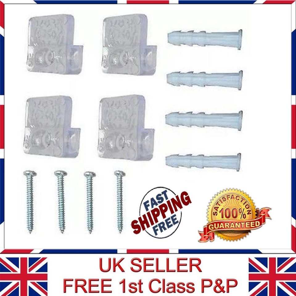 4 pcs Transparent Mirror Wall Mounting Clips Kit Clear clips/Brackets with - $3.95