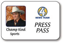 Champ Kind Sports Anchorman Movie Safety Pin Fastener Name Badge Halloween Cost - $15.99