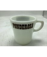 Vintage Ponderosa Steakhouse Coffee Mug Pyrex Milk Glass Cup Advertising  - $26.65 CAD