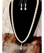 &quot;Reinvented Vintage&quot; Pearl Necklace with Silvertone Oblong Accents - £15.98 GBP