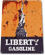 Liberty Gasoline Gas Garage Service Oil Retro Wall Decor Large Metal Tin... - $19.95