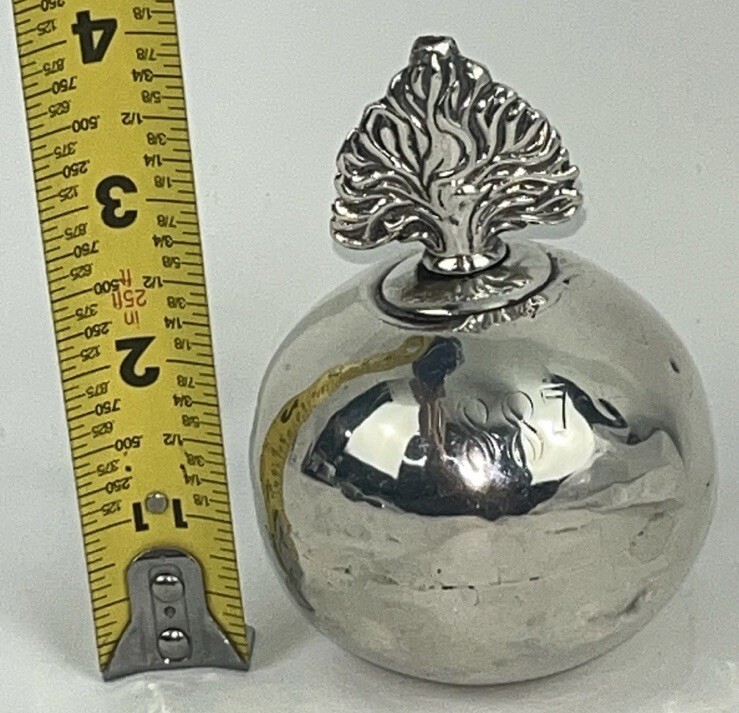1887 Antique Heavy Sterling Silver Grenade Witch Ball Cigar Lighter Self Right Item image 5