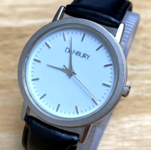 Classic Danbury Unisex Silver White Leather Band Analog Quartz Watch~New Battery - £21.38 GBP