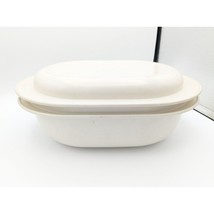 Vintage Tupperware 2 Pc Oval Microwavable Casserole Dish Almond 1780, 1782, 3Qt - £23.48 GBP