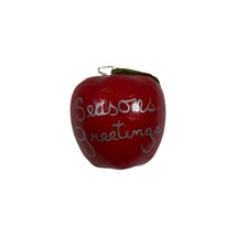 Vintage Hand Painted “Seasons Greetings” Apple Christmas Tree Ornament R... - £4.95 GBP