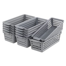 12 Pack Narrow Baskets For Storage, Grey Small Plastic Storage Baskets - £32.39 GBP