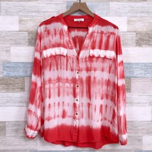 Calvin Klein Shibori Utility Shirt Orange White Tie Dye Button Down Wome... - $22.76