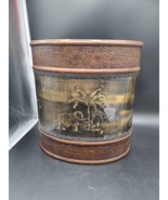 Vintage Planters or Trash Can Wastebasket Wrapped Faux Leather 12&quot; - €18,30 EUR