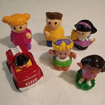 VTG Lg. Fisher-Price 4 Little People &amp; Fire Truck &amp; Dora Explorer Nice Condition - £10.88 GBP