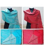 Women fashion Shawl Wrap Scarf Self Design Overall Floral Paisley Motif ... - $27.99