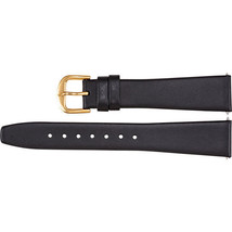 Men&#39;s 16 mm Regular Black Leather Flat Calf Watch Strap Band - £20.45 GBP