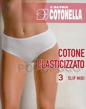 3 Underwear Midi Women&#39;s Stretch Cotton Cotonella 3940 Seamless Elastic - £7.14 GBP