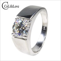 CoLife Jewelry 1ct 2ct 3ct D Color Moissanite Man Ring 925 Silver Moissanite Rin - £109.33 GBP