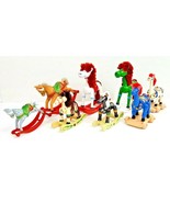 Rocking Horses Wooden and Plastic 3 1/2&quot; To 6&quot; Tall Set Of 8 Vintage - $334.61 MXN