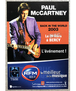 Paul McCartney Back in The World Concert handbill Bercy France  - $380.13 MXN