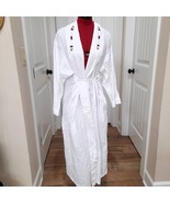 Vintage Victoria’s Secret Country White Robe XS/S red rose embroidery ro... - $46.47 CAD