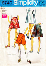 Misses&#39; PANT SKIRT Vintage 1970 Simplicity Pattern 8740 Waist Size 34 - £7.07 GBP