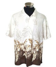 Cubavera Island Casual Shirt Men&#39;s Size Large Linen Blend Aloha Ivory Brown SS - £17.58 GBP