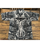 Vintage Y2K IBEU Button Shirt Jesus Crucifixion True Love Streetwear Cho... - £27.36 GBP