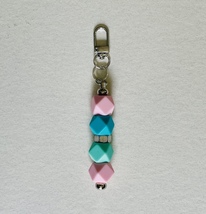 Bag Charm / Keychain - Geometric Silicone Beads w/Silver Hardware - $225.37 MXN