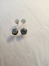 Earrings Stud Faux Pearl And Light Blue - £16.14 GBP
