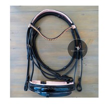 Baby Pink  Leather Horse Bridle with premium fitting Matching Clear Crystal Brow - £55.04 GBP