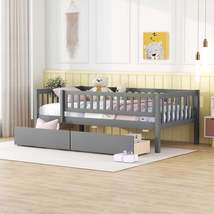 Twin Size Daybed Wood Bed with Two Drawers, Gray - £203.21 GBP