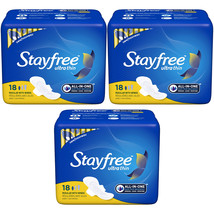 Pack of (3) New Stayfree Ultra Thin Regular Pads with Wings, 18 Count - $29.99