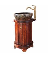 interoknack Luxury Solid Wood Bathroom Vanity Cabinet  Style Round Basi... - $22,163.11 MXN