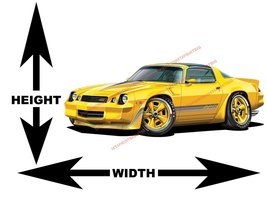 1981 Chevrolet Camaro T-Top Yellow Muscle Car Art Wall Decal - £33.03 GBP+