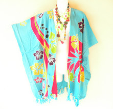 CB619 Hibiscus Women Rayon Batik Plus Cover Up Open Duster Cardigan - up to 5X - £19.90 GBP