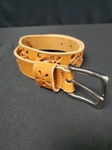 The Ritz Accessory Collection Brown Leather Belt Lasercit Floral Size Sm... - $292.67 MXN