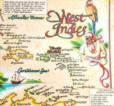 1993 West Indies St Croix Views Placemat Vintage Drink Recipes Map Theme... - €17,28 EUR