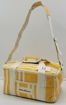 KK) Business and Pleasure Canvas Fabric Cooler Bag Yellow White Stripes - $363.93 MXN