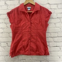 Columbia Blouse Button Down Coral Pink Womens Sz S Sleeveless Camping Hi... - £9.38 GBP