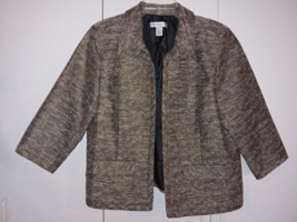 Christopher &amp; Banks Ladies Brown Metallic Open Front Lined BLAZER-XL-WORN Once - £16.22 GBP